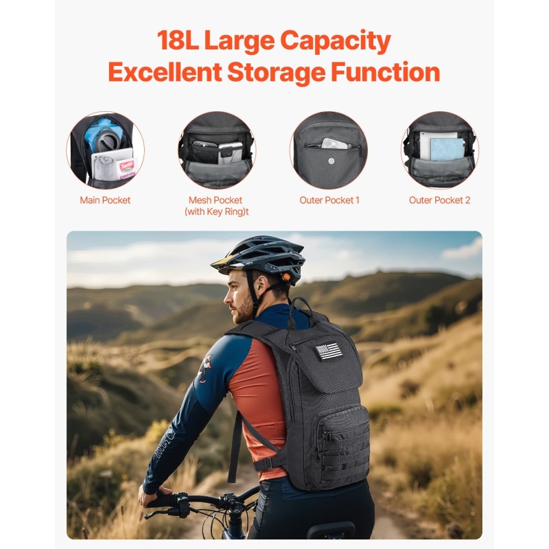 Juomareppu 3L juomarakolla 18L tilavuudella 600D Oxford-kangas molle-järjestelmällä