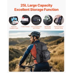 Juomareppu 25L vedenpitävä 150D polyesteri 2L juomasäiliöllä musta