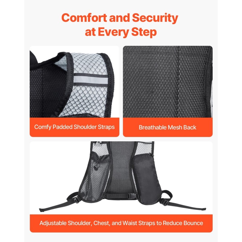 Juomareppu vaellukseen 8 l vedenkestävä 420D polyesteri 2 l juomarakolla