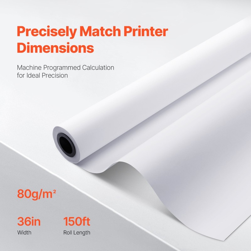 Piirturipaperirullat puhdas puumassa 36 tuumaa 80 g/m² 4 rullaa