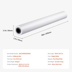 Piirturipaperirullat puhdas puumassa 36 tuumaa 80 g/m² 4 rullaa