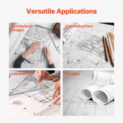 Laajamuotoinen piirustuspaperi 80 g/m² puhdas puumassa 610 mm 45,7 m 6 rullaa