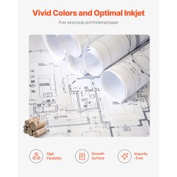 Leveät tulostuspaperirullat 609 mm 80 g/m² 2 rullaa teknisiin piirustuksiin puusellusta