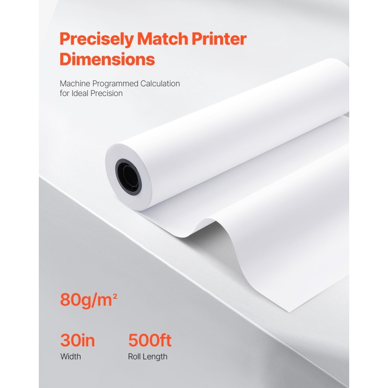 Suurkokoinen tulostinpaperi puhdas puumassa 762 mm 152,4 m 2 rullaa 80 g/m²