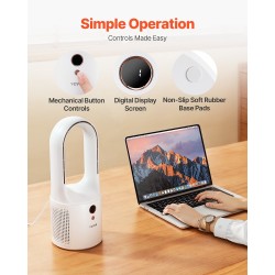 Terätön pöytätuuletin 7W USB-virtalla 6 nopeustasoa hiljainen kompakti LCD-näytöllä