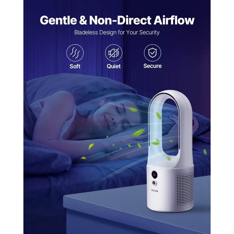 Terätön pöytätuuletin kompaktikokoinen USB-lataus 5000 mAh akku 6 nopeutta hiljainen