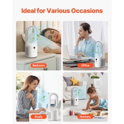 Terätön pöytätuuletin kompaktikokoinen USB-lataus 5000 mAh akku 6 nopeutta hiljainen