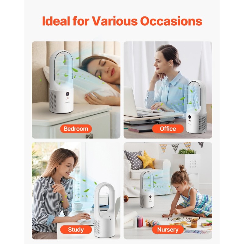 Terätön pöytätuuletin kompaktikokoinen USB-lataus 5000 mAh akku 6 nopeutta hiljainen