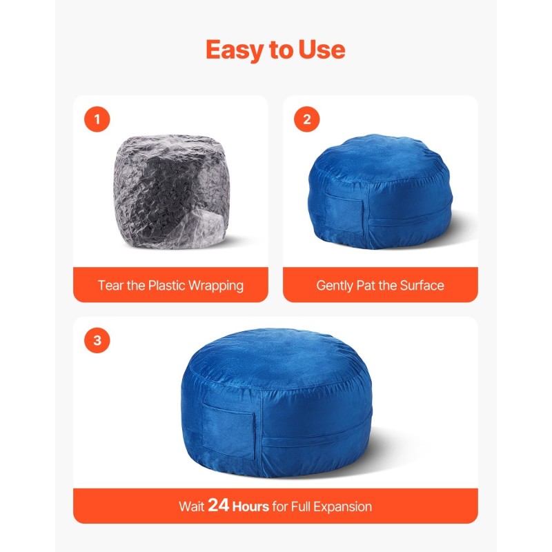 Säkkituoli pyöreä halkaisija 89 cm pehmeä hollantilainen sametti 25D muistivaahto irrotettava päällinen