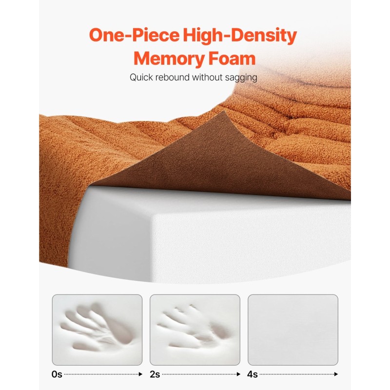 L-muotoinen säkkituoli teddysamettipäällisellä 25D-muistivaahdolla ruskea ergonomisella selkänojalla