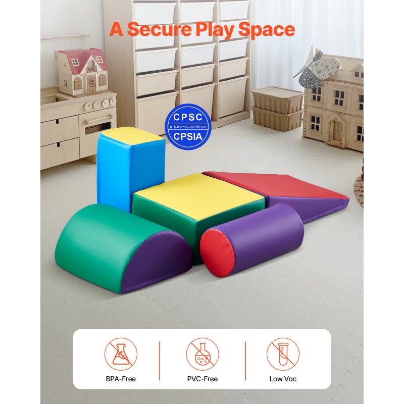 Kiipeily- ja ryömintäsetti 5-osainen vaahtomuovinen PU-nahkapintainen 6–36 kk