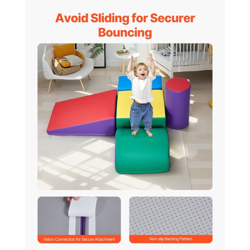 Kiipeily- ja ryömintäsetti 5-osainen vaahtomuovinen PU-nahkapintainen 6–36 kk