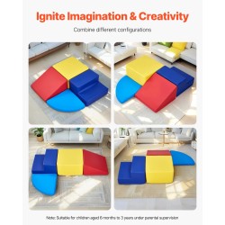 Korkeatiheyksinen vaahtomuovinen 4-osainen kiipeilypalasetti PU-nahkaverhoilulla kuuden kuukauden ja kolmen vuoden ikäisille