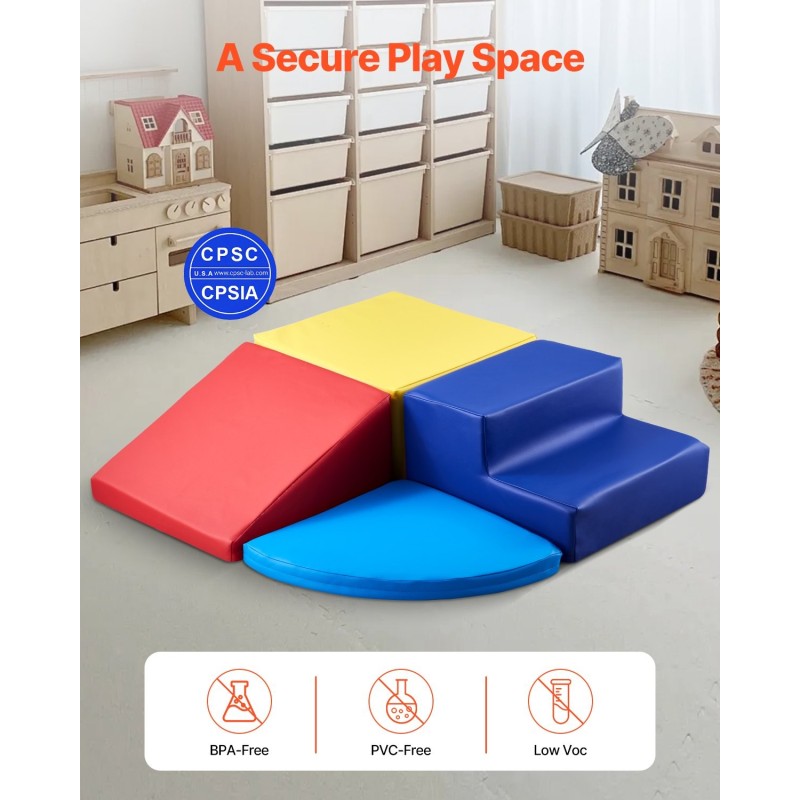 Korkeatiheyksinen vaahtomuovinen 4-osainen kiipeilypalasetti PU-nahkaverhoilulla kuuden kuukauden ja kolmen vuoden ikäisille