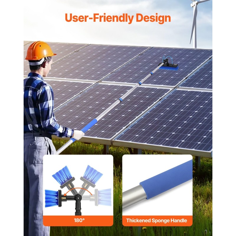 Vesisyötteinen alumiininen teleskooppivarsi 6 m kääntyvällä 30 cm harjapäällä 20 m letku