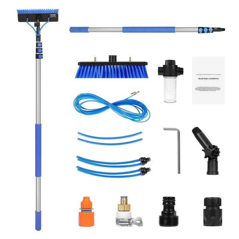 Vesisyötteinen alumiininen teleskooppivarsi 6 m kääntyvällä 30 cm harjapäällä 20 m letku