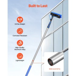 Vesiharjajärjestelmä alumiiniteleskoopilla jopa 9 m 20 m letku 180° harjapää