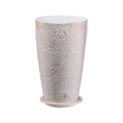 Korkeat ulkoruukut PP muovi 2 kpl 33x33x53 cm kivipintaiset beige kultareunus