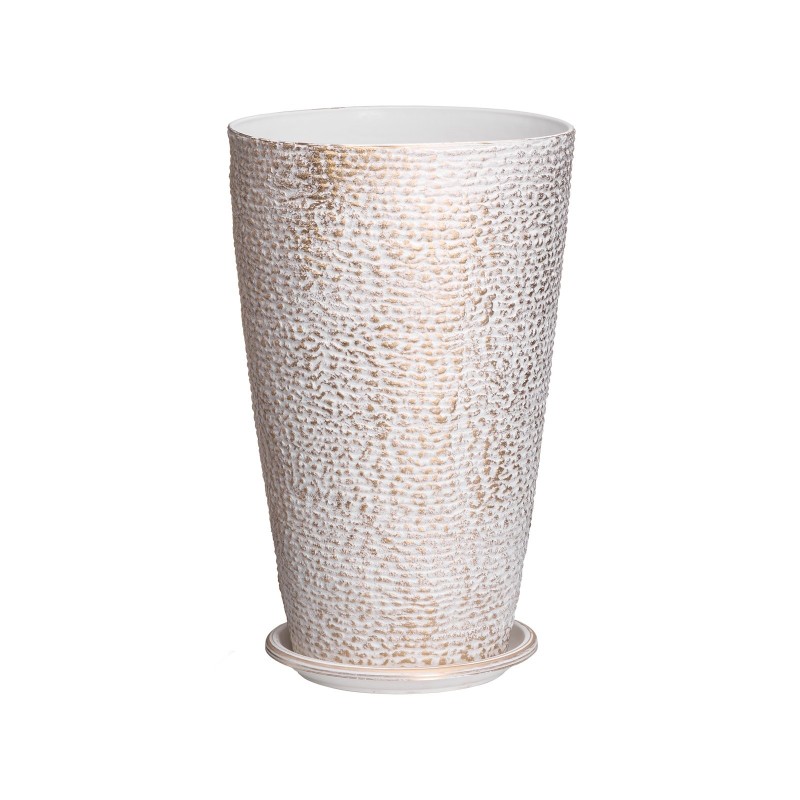 Korkeat ulkoruukut PP-muovi 2 kpl 33x33x53 cm kivipintaiset beige kultareunus