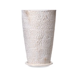 Korkeat ulkoruukut PP-muovi 2 kpl 33x33x53 cm kivipintaiset beige kultareunus