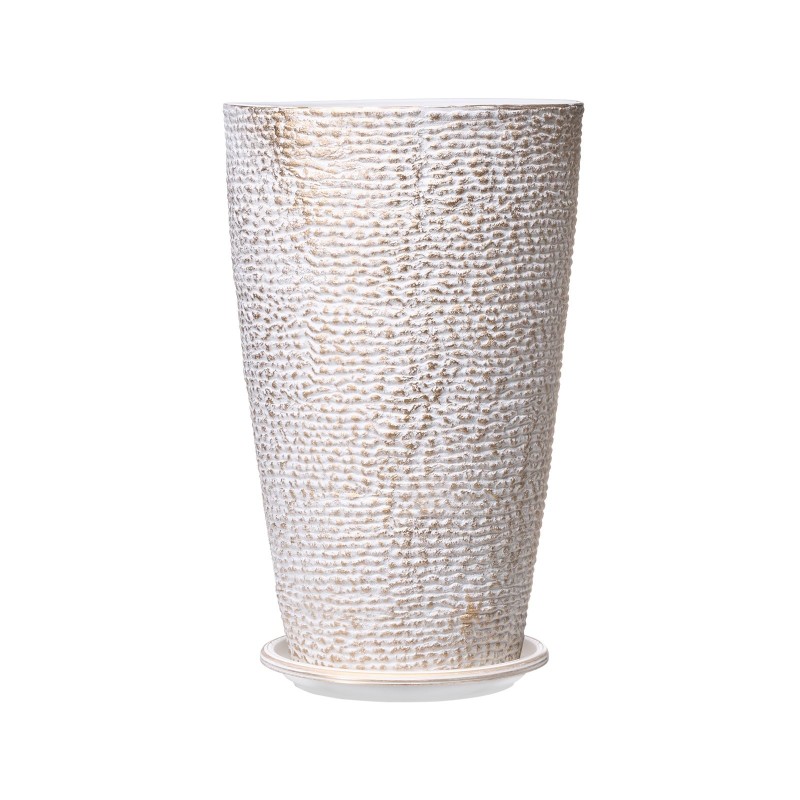 Korkeat ulkoruukut PP-muovi 2 kpl 33x33x53 cm kivipintaiset beige kultareunus