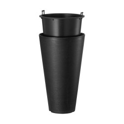 Korkeat ruukut 2 kpl PP muovia 59 cm musta sisä ja ulkokäyttöön vedenpoistolla