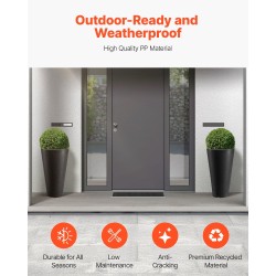 Korkeat ruukut 2 kpl PP-muovia 59 cm musta sisä- ja ulkokäyttöön vedenpoistolla