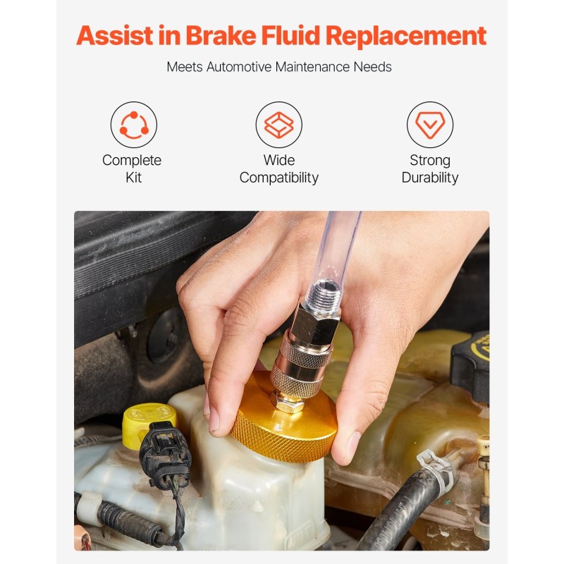 Jarrunestesäiliön adapterisarja 17-osainen alumiininen muovipinnoitteella jarrunesteen vaihtoon