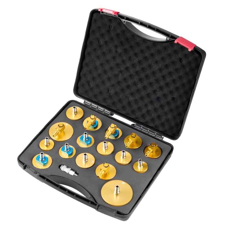 Jarrunestesäiliön adapterisarja 17-osainen alumiininen muovipinnoitteella jarrunesteen vaihtoon