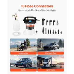 Paineilmakäyttöinen jarrunesteen vaihtosarja 3 l imulaite 1 l täyttöpullo 13 letkuliitintä