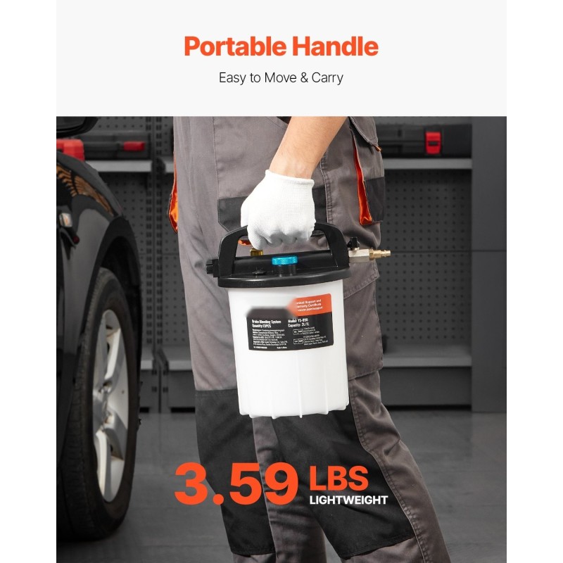 Paineilmakäyttöinen jarrunesteen vaihtosarja 3 l imulaite 1 l täyttöpullo 13 letkuliitintä