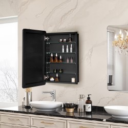 Kylpyhuoneen lääkekaappi peiliovella teräsrunko neljä säädettävää karkaistua lasihyllyä käännettävä ovi