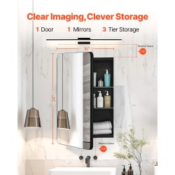 Seinään asennettava peilikaappi kylpyhuoneeseen alumiinirunko 2 korkeussäädettävää karkaistulasihyllyä