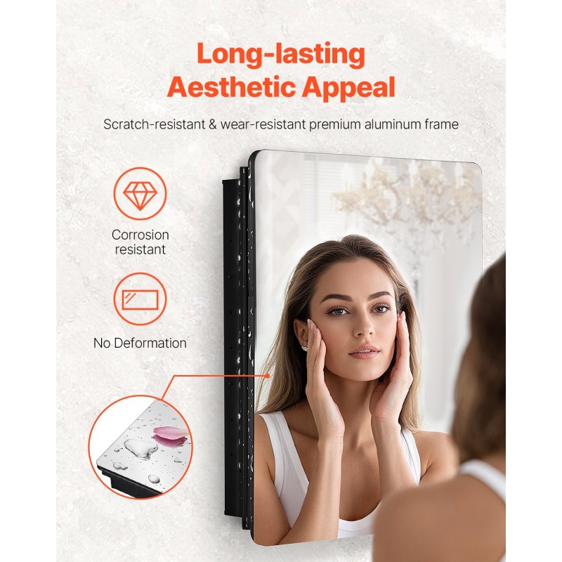 Peilikaappi kylpyhuoneeseen 24 x 30 tuumaa säädettävät karkaistut lasihyllyt