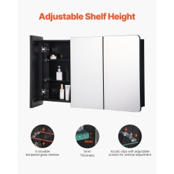 Lääkekaappi peilillä alumiinirunko 1017×647×135 mm 3-ovinen kylpyhuoneeseen