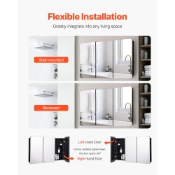 Lääkekaappi peilillä alumiinirunko 1017×647×135 mm 3-ovinen kylpyhuoneeseen