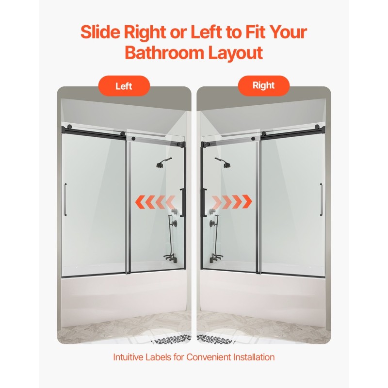 Kehyksetön liukuovi kylpyammeeseen kaksiosainen kahdeksan millimetriä karkaistu turvalasi musta