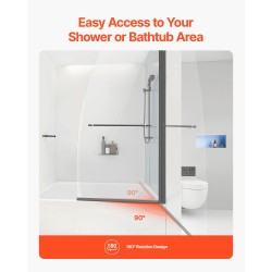 Puolikas kehyksetön suihkuovi ammeeseen musta 864x1397 mm 6 mm karkaistu lasi