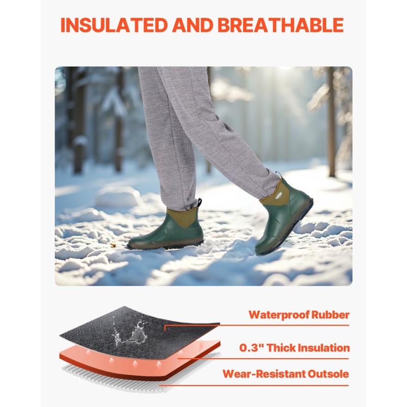Kumisaappaat naisten vedenpitävät nilkkapituiset EVA-pohjallisilla ulkokäyttöön
