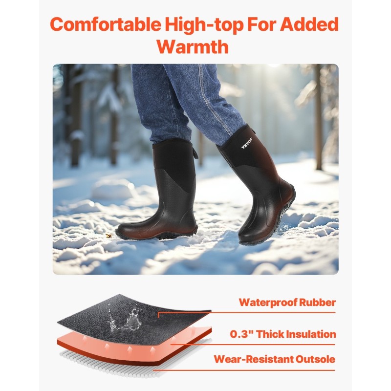 Kumisaappaat miesten vedenpitävät kumiset liukuestopohjaiset lämpöeristetyt