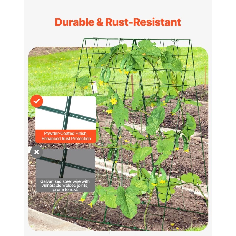 A-muotoinen köynnöstuki rautarunko ruosteenestopinnoitteella 117 cm kurkuille ja tomaateille