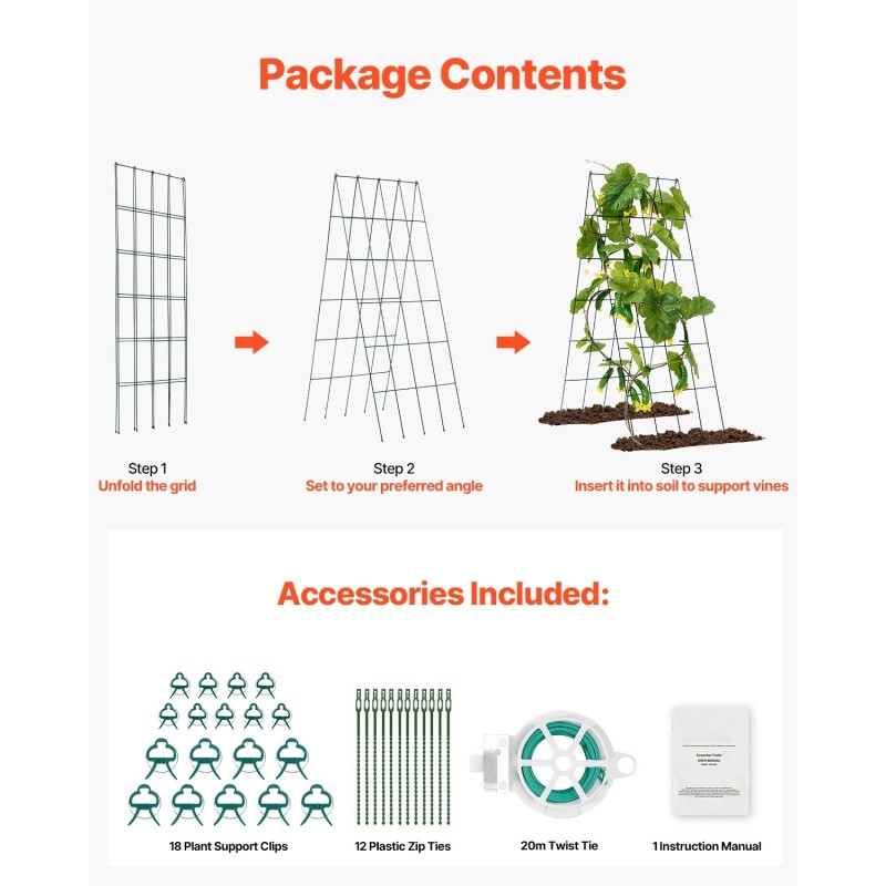 A-muotoinen kurkkutuki rautainen kaksiosainen 100 x 80 cm vihreä käyttövalmis