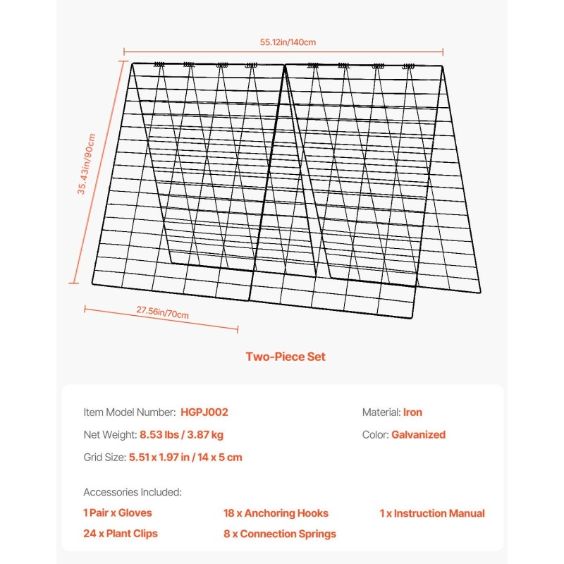 Kurkkutuki A-mallinen galvanoitu rautainen 90 x 70 cm taittuva puutarhateline