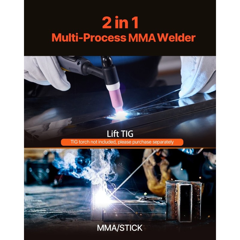 Hitsauskone MMA ja Lift-TIG IGBT-invertterillä 205 A kompakti kannettava