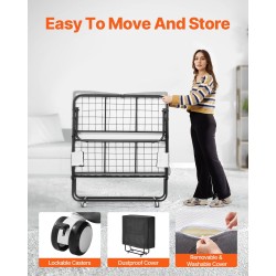 Taitettava vierassänky metallirungolla vaahtomuovipatjalla 98×190 senttimetriä kantavuus 204 kiloa