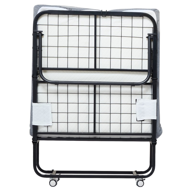 Taittosänky metallirunko vaahtopatja 81 x 190 cm kantavuus 136,1 kg lukittavat pyörät