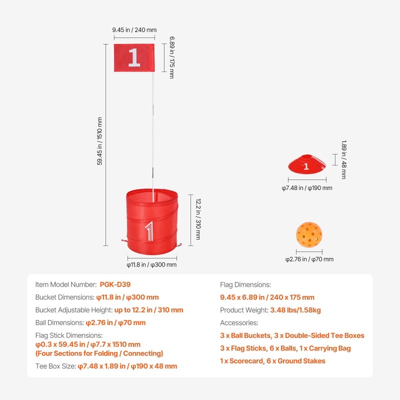 Ämpärigolf setti ulkokäyttöön kestävät materiaalit kolme reikää kuusi palloa kuljetuspussi