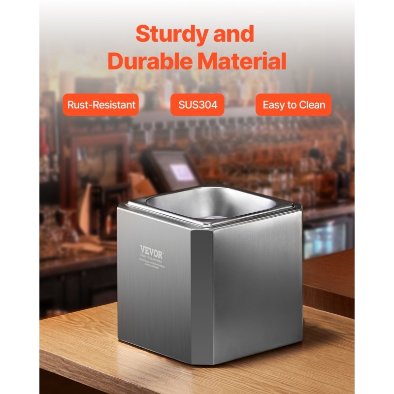 Lasijäähdytin 304-ruostumattomasta teräksestä, kompaktikokoinen, halkaisija enintään 100 mm, 8–10 sekuntia