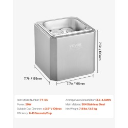 Lasijäähdytin 304-ruostumattomasta teräksestä, kompaktikokoinen, halkaisija enintään 100 mm, 8–10 sekuntia