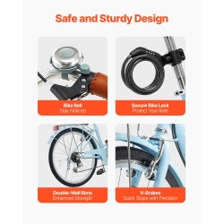 Cruiser-pyörä 24-tuumainen 7-vaihteinen hiiliteräsrunko etukorilla ja takatavaratelineellä